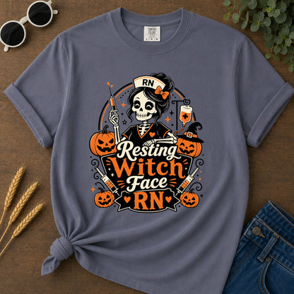 Resting Witch Face T-Shirt - Navy Mockup