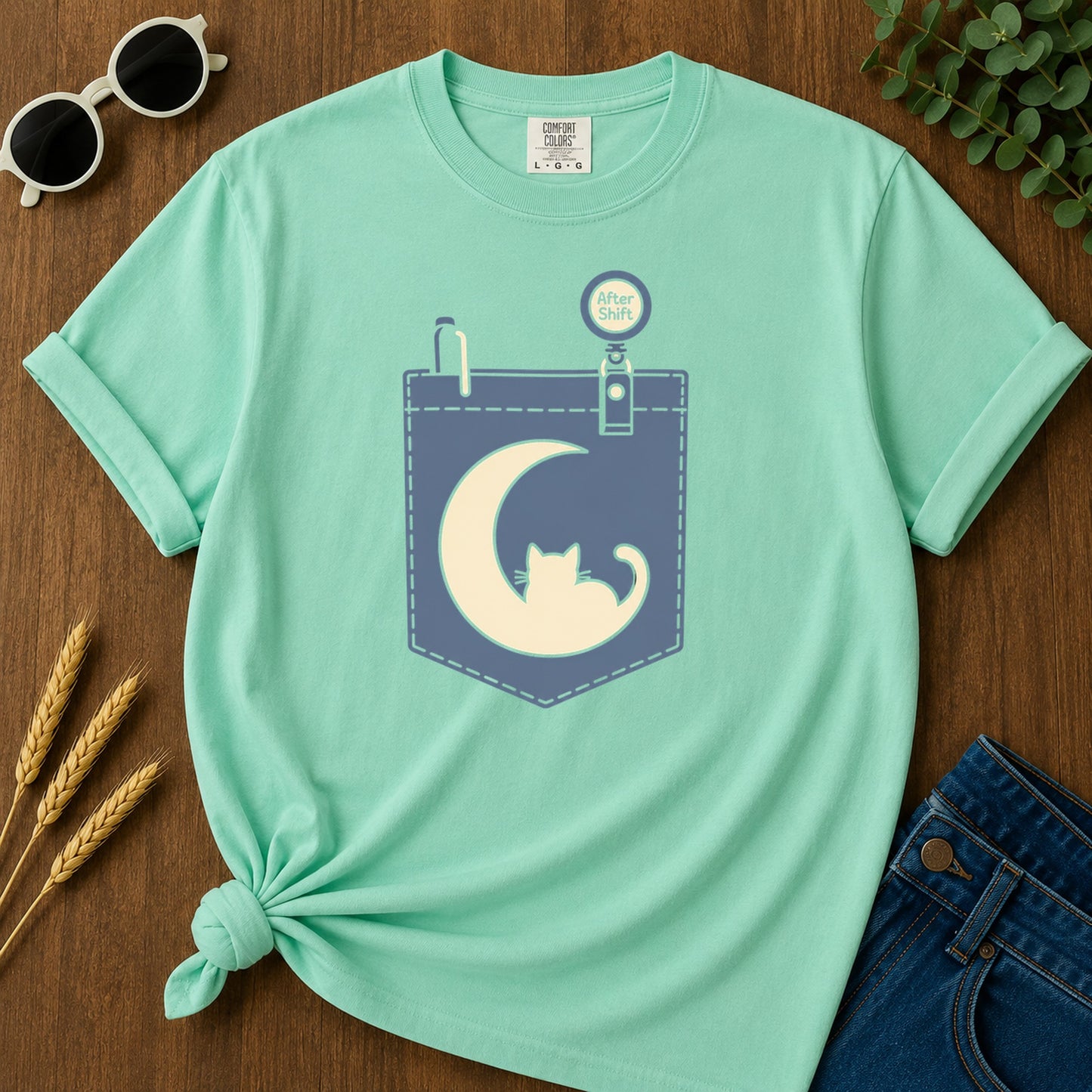 Pocket After Shift T-Shirt - Island Reef Mockup