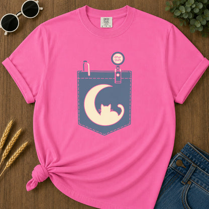 Pocket After Shift T-Shirt - Neon Pink Mockup