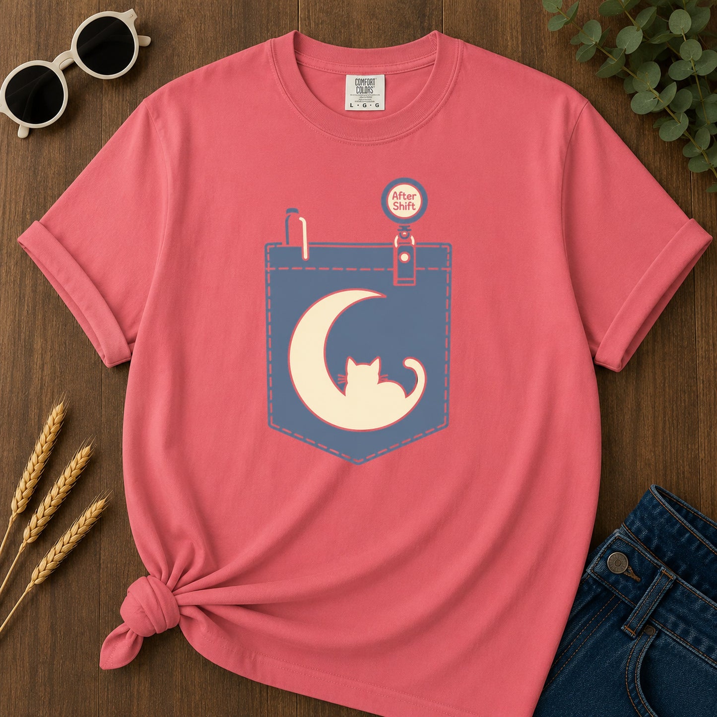 Pocket After Shift T-Shirt - Watermelon Mockup