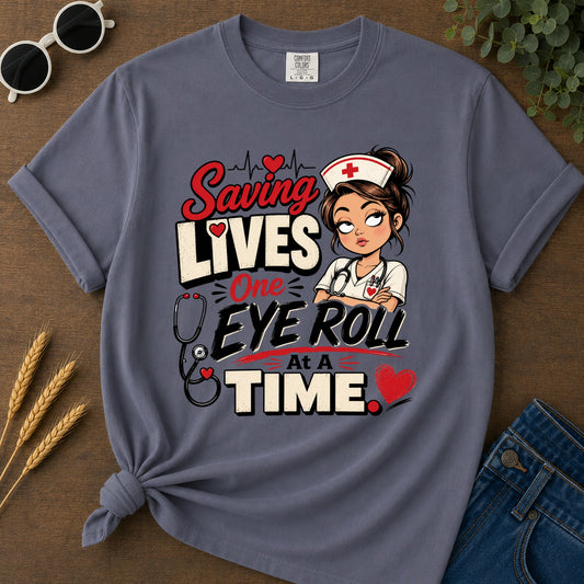 One Eye Roll T-Shirt - Navy Mockup