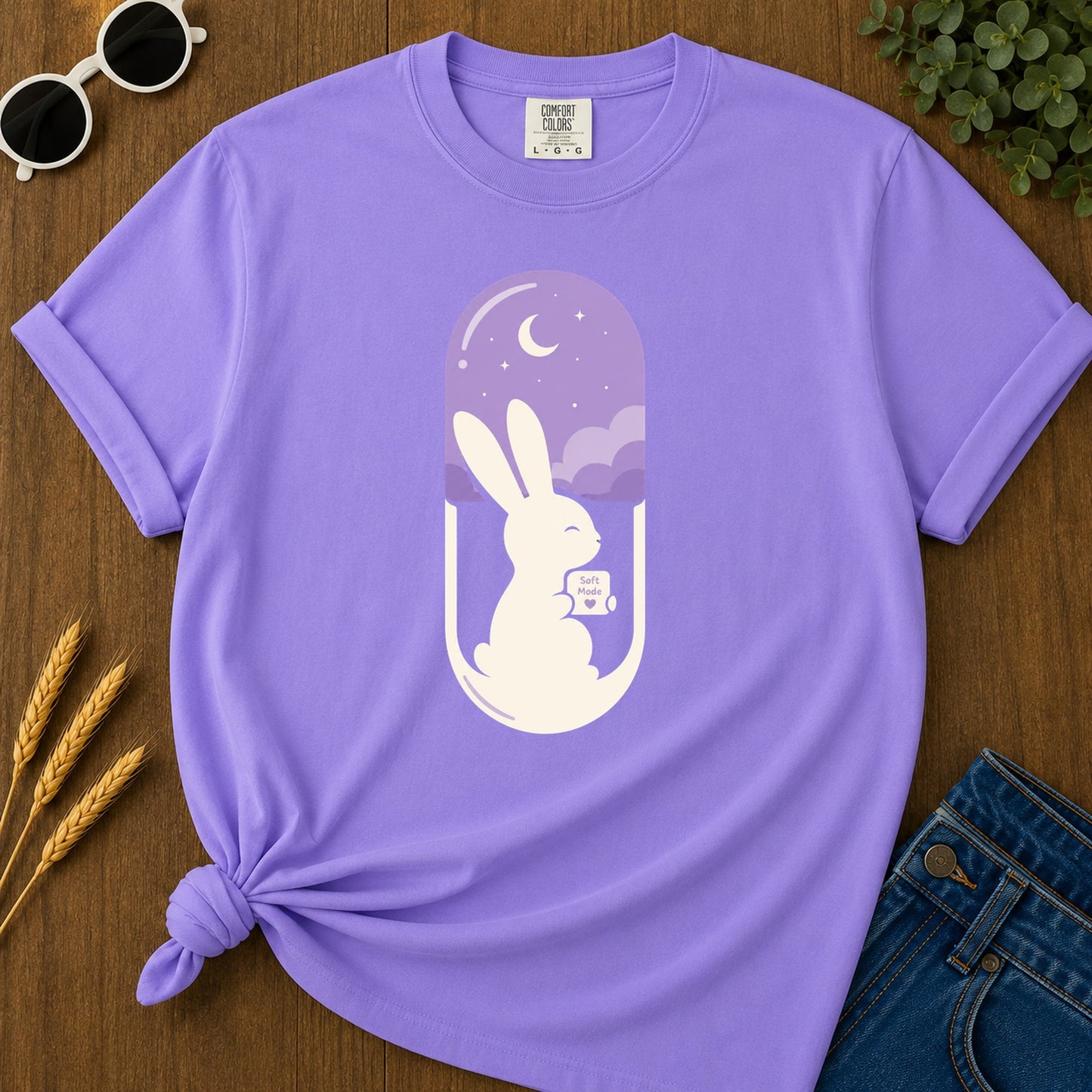 Soft Mode Bunny T-Shirt - Violet Mockup