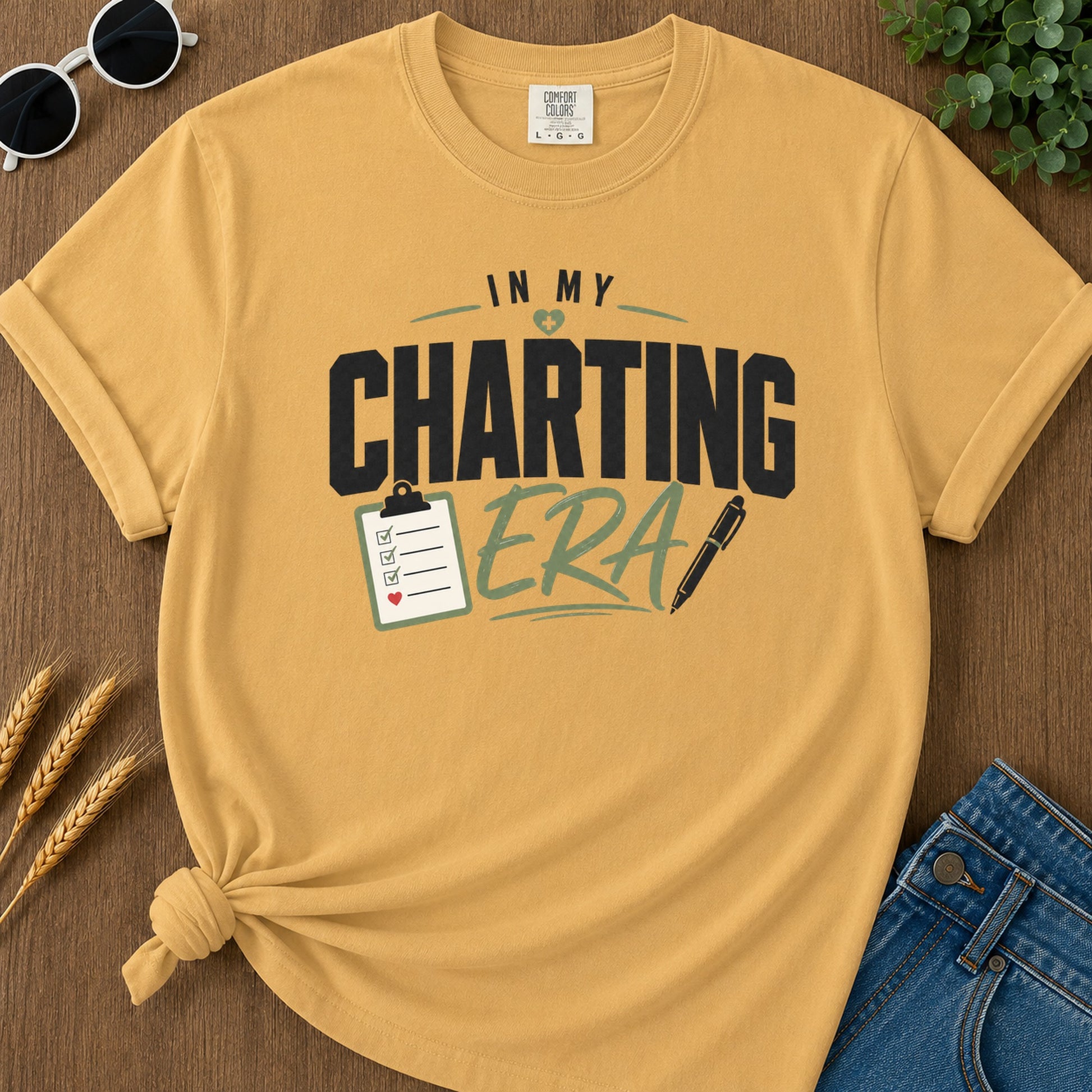 Charting Era T-Shirt - Mustard Mockup