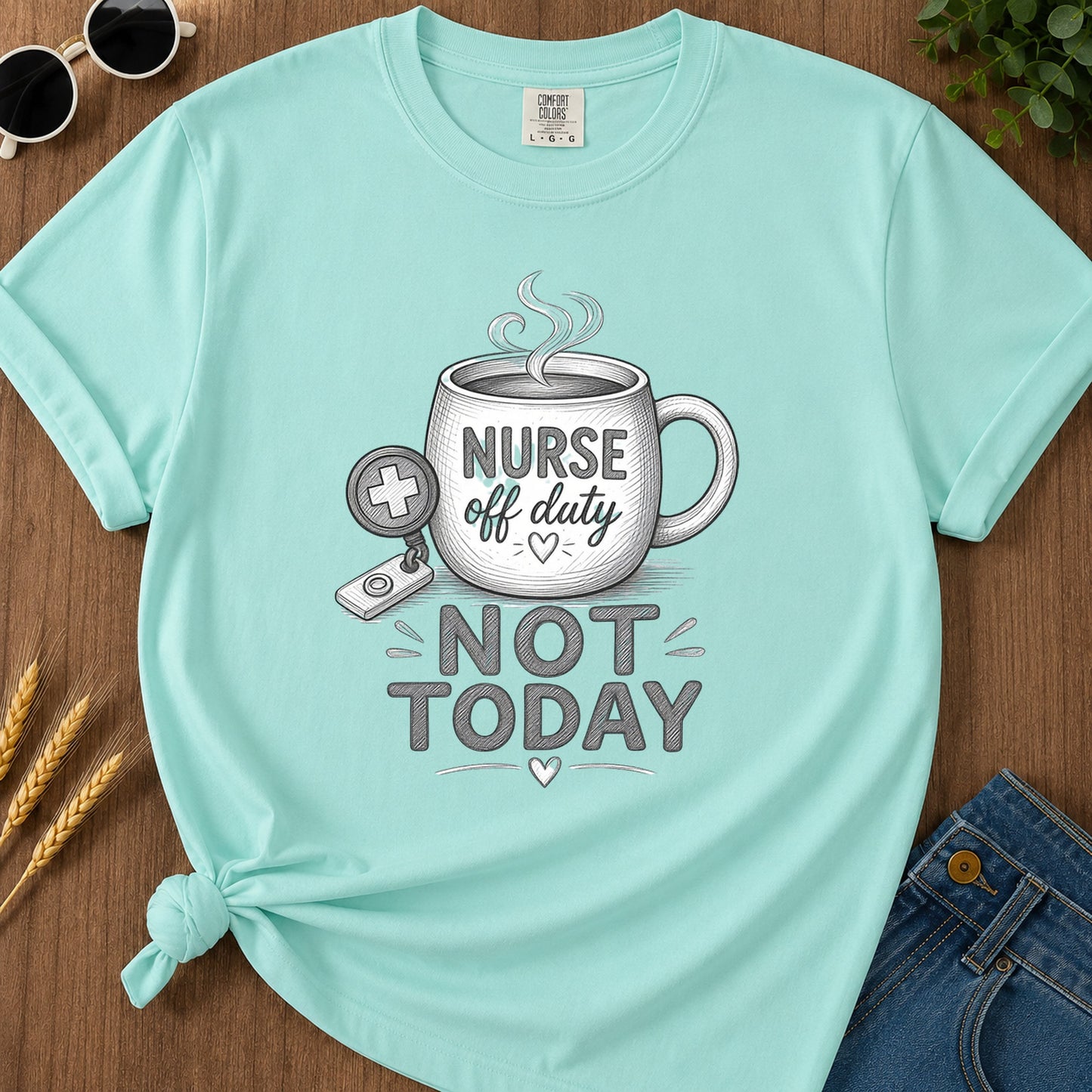 Engraved Not Today T-Shirt - Chalky Mint Mockup