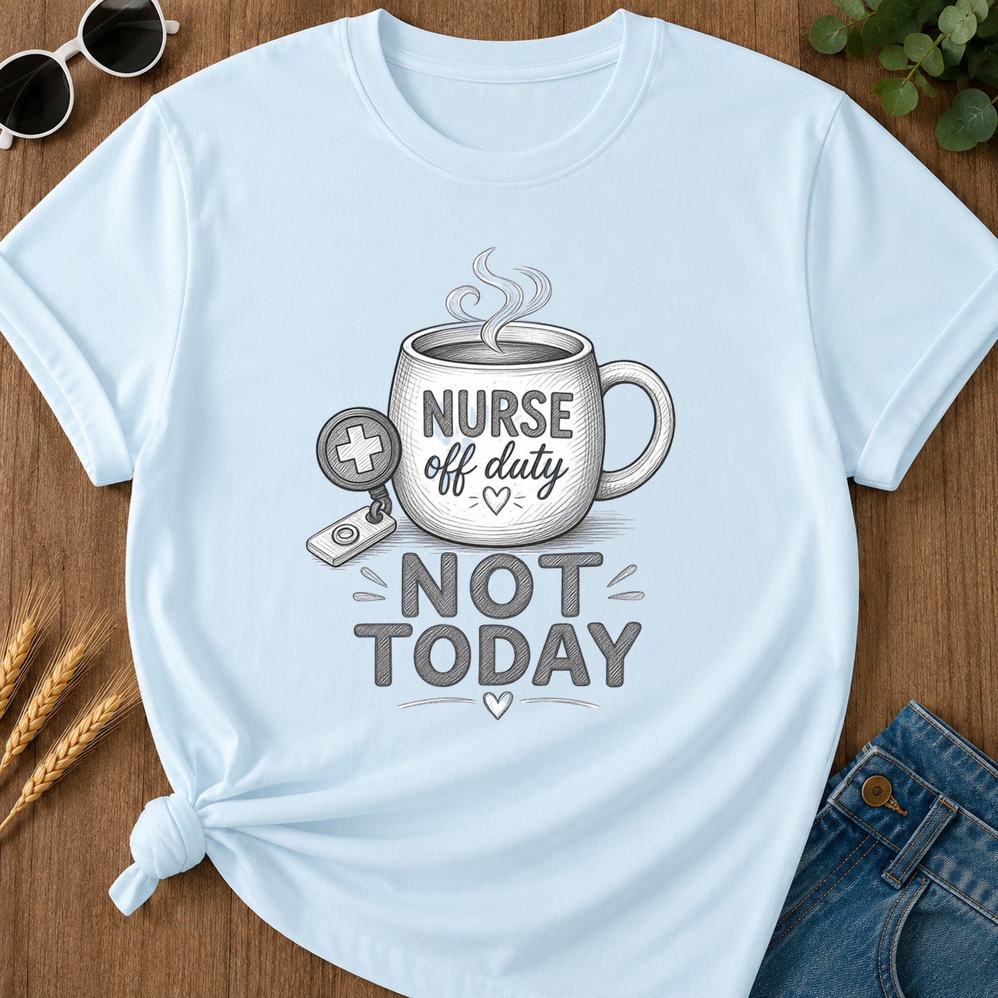Engraved Not Today T-Shirt - Chambray Mockup