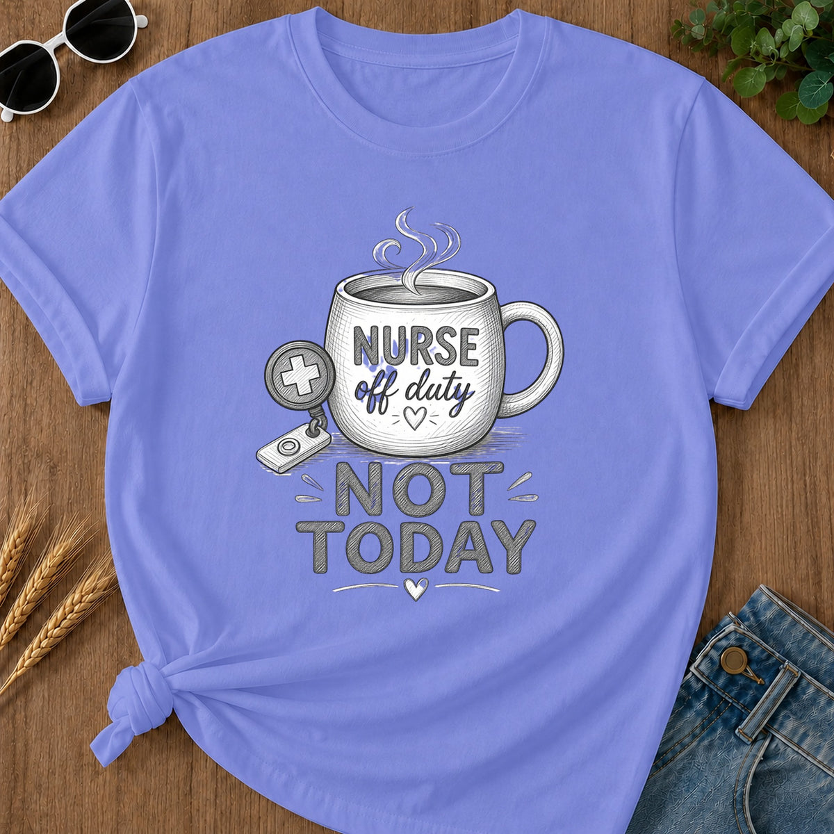 Engraved Not Today T-Shirt - Flo Blue Mockup