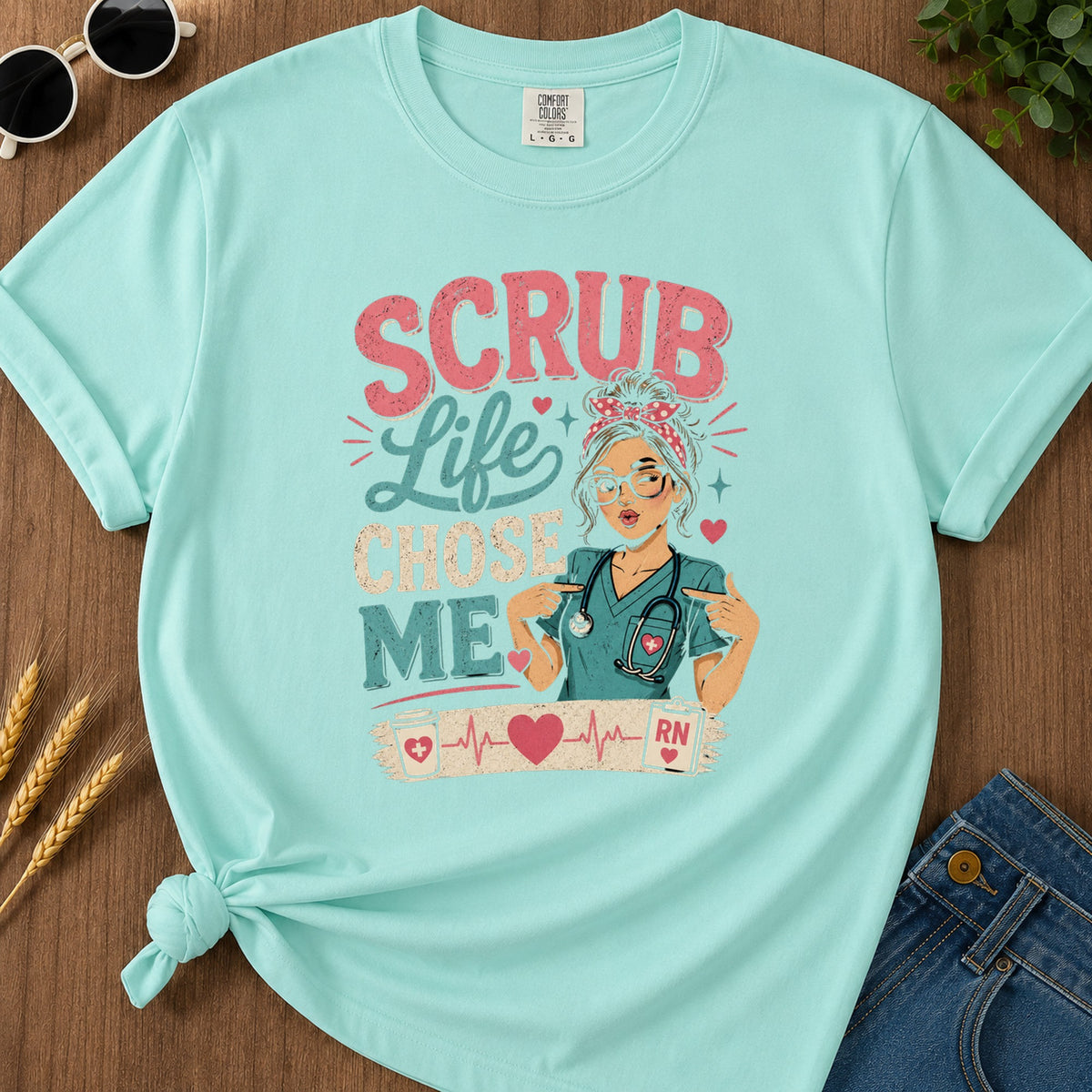 Scrub Life Chose T-Shirt - Chalky Mint Mockup