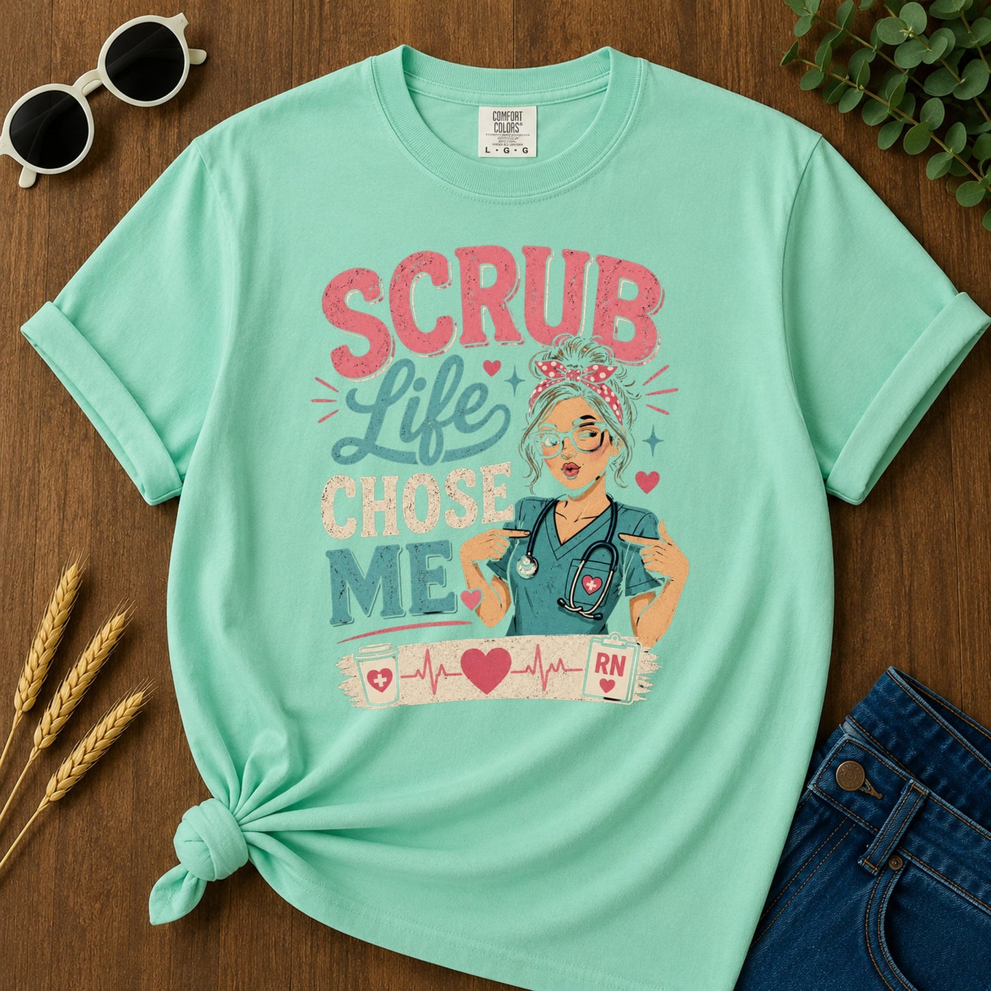 Scrub Life Chose T-Shirt - Island Reef Mockup