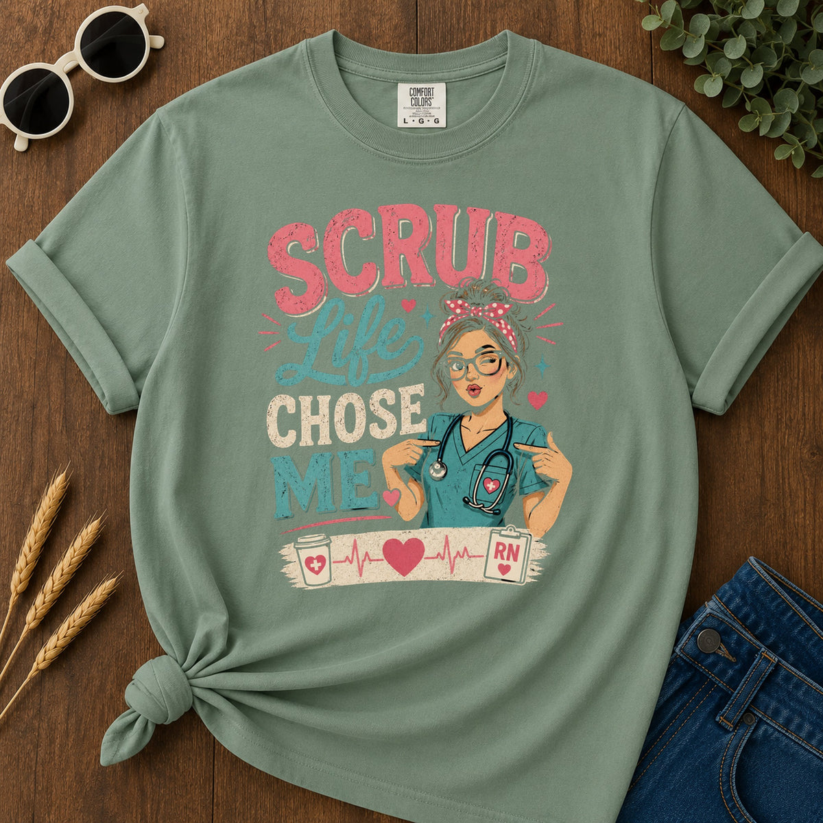Scrub Life Chose T-Shirt - Light Green Mockup