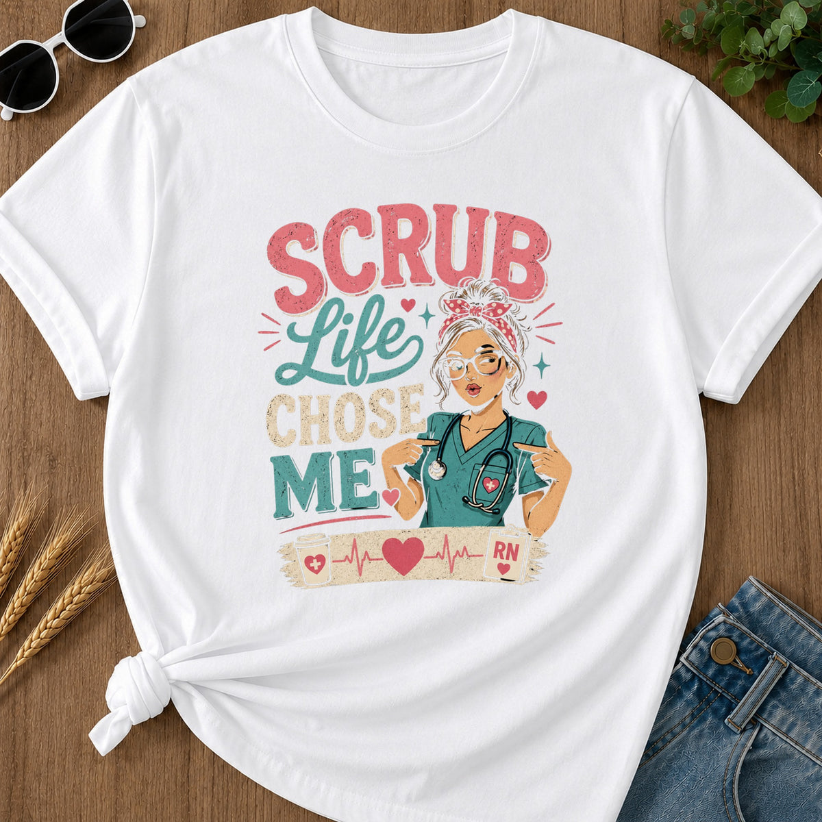 Scrub Life Chose T-Shirt - White Mockup