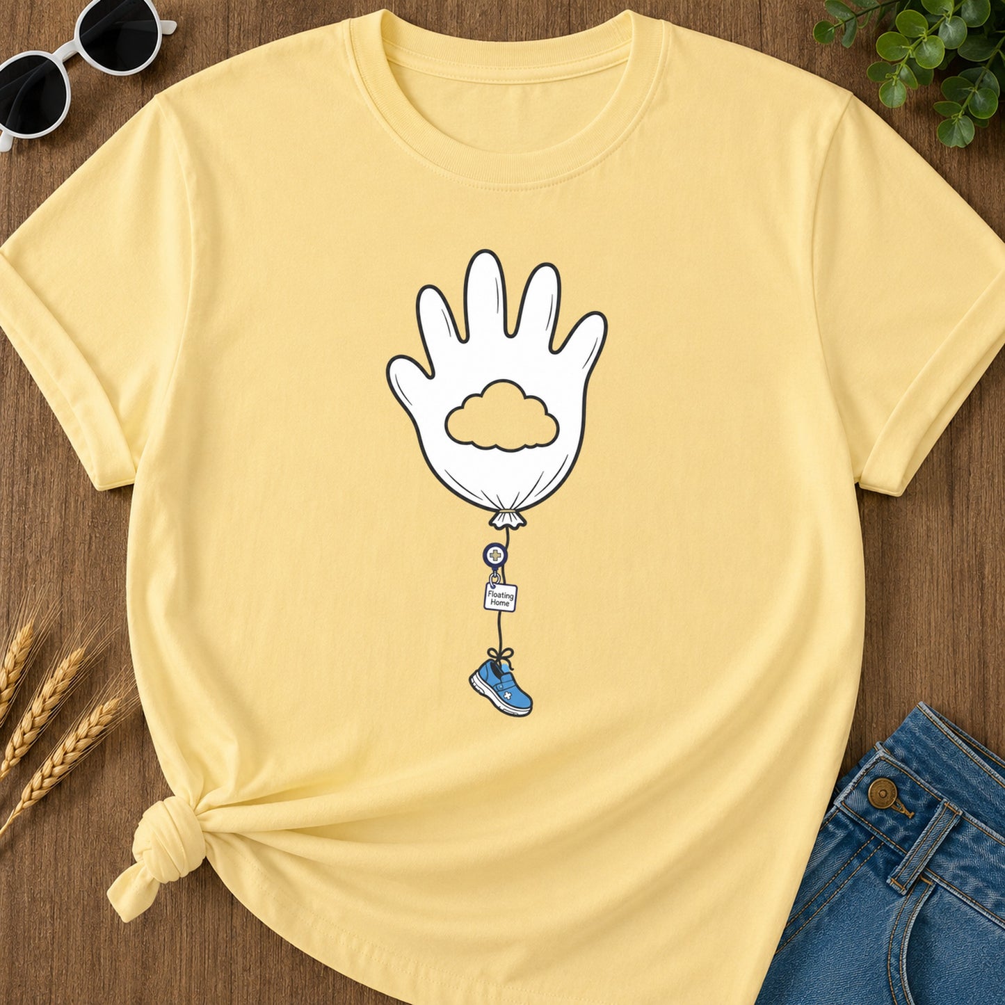 Floating Home T-Shirt - Butter Mockup