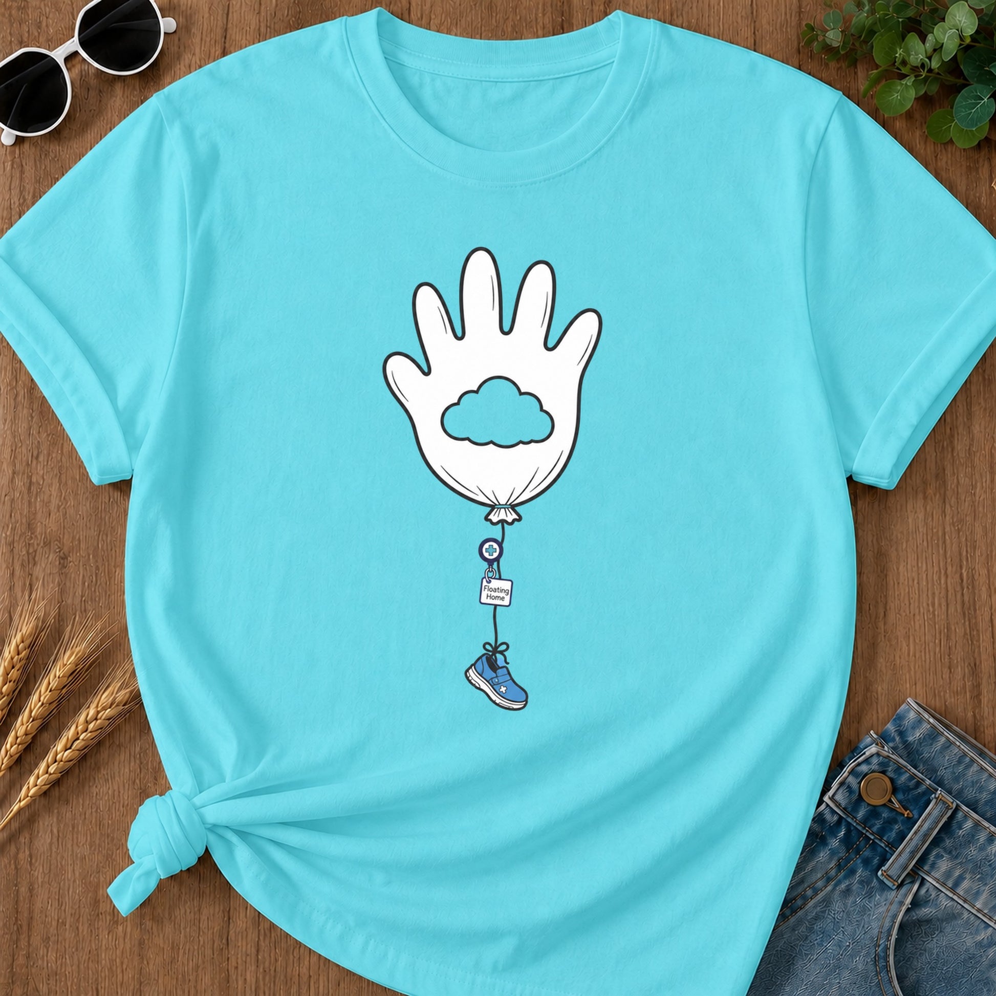 Floating Home T-Shirt - Lagoon Blue Mockup