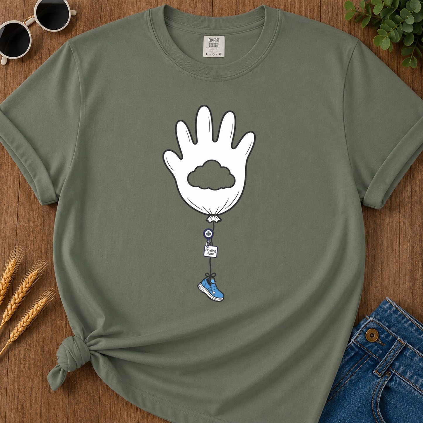 Floating Home T-Shirt - Moss Mockup