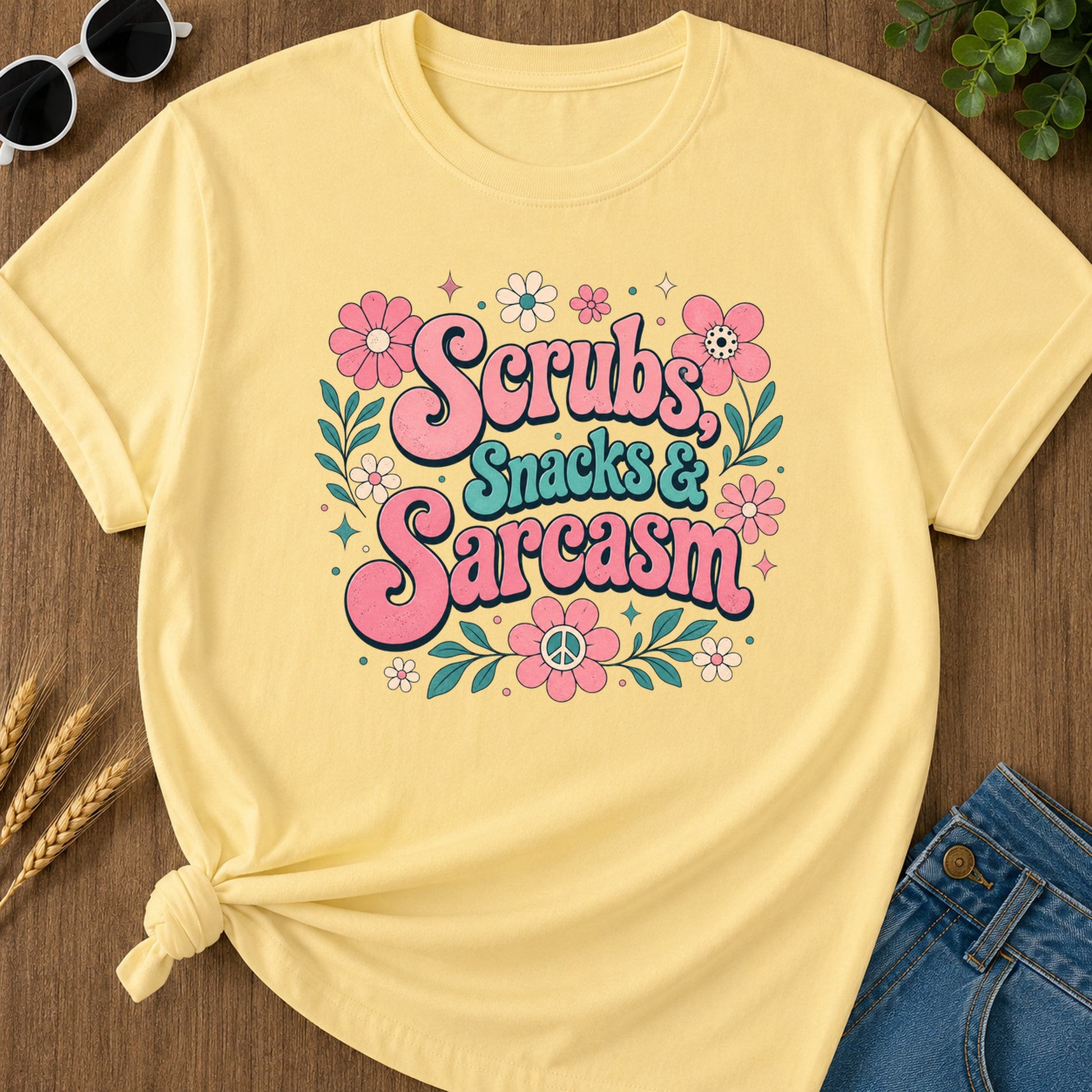 Scrubs Snacks Sarcasm T-Shirt - Butter Mockup
