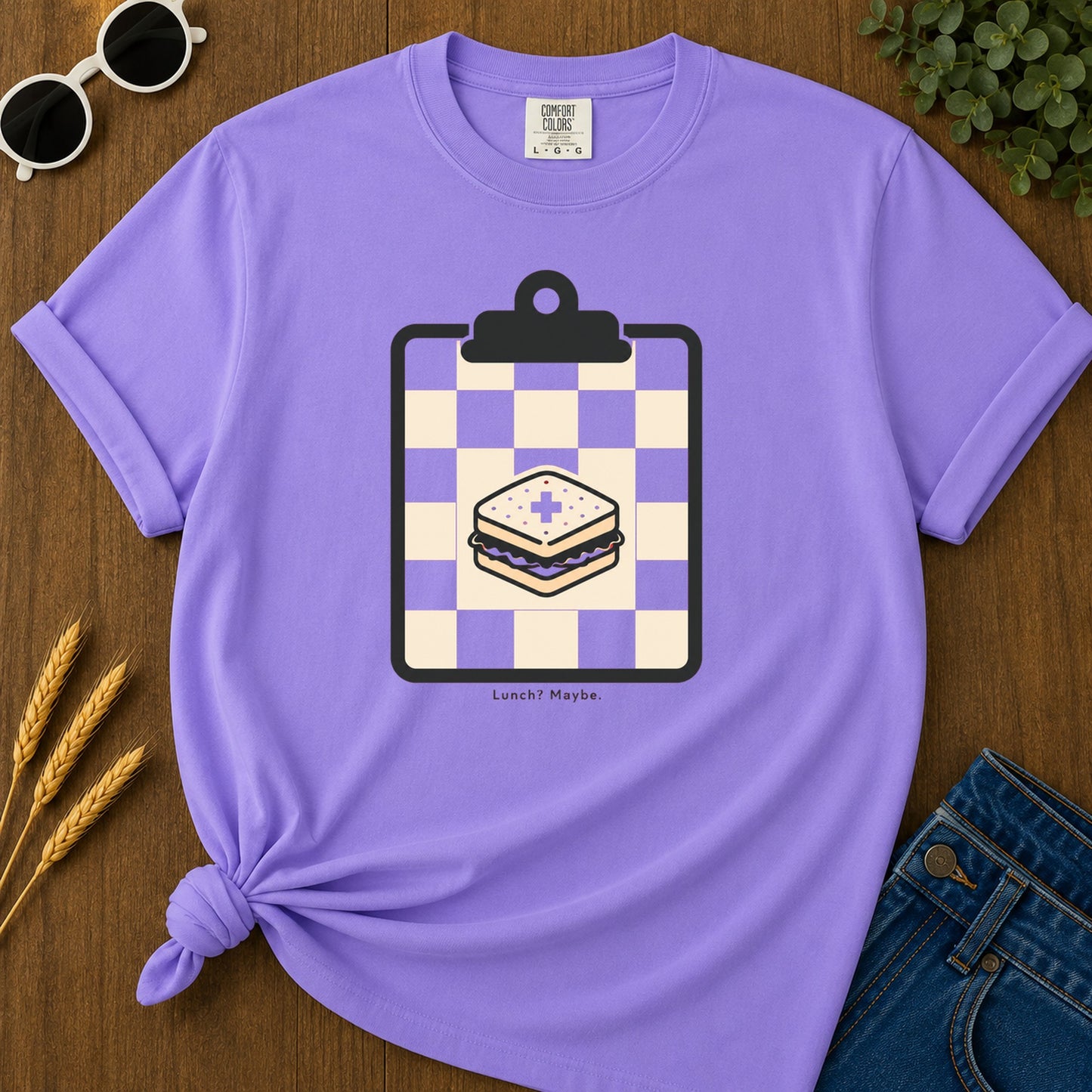 Lunch Maybe T-Shirt - Violet Mockup