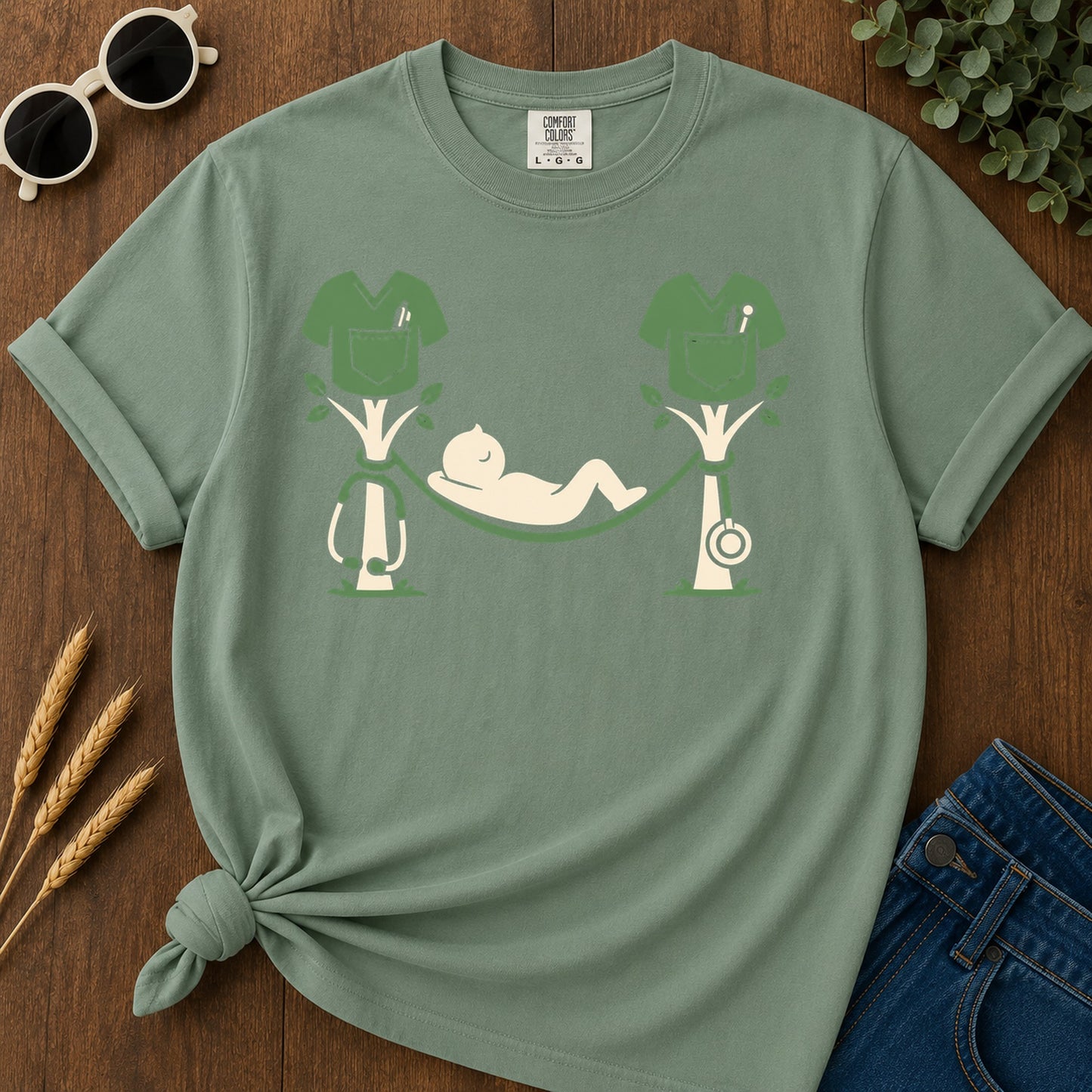 Scrub Hammock T-Shirt - Light Green Mockup