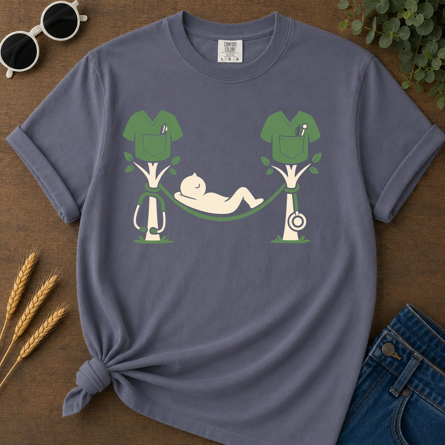 Scrub Hammock T-Shirt - Navy Mockup
