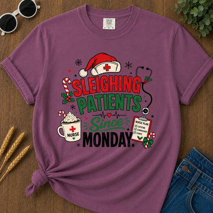 Sleighing Patients T-Shirt - Berry Mockup
