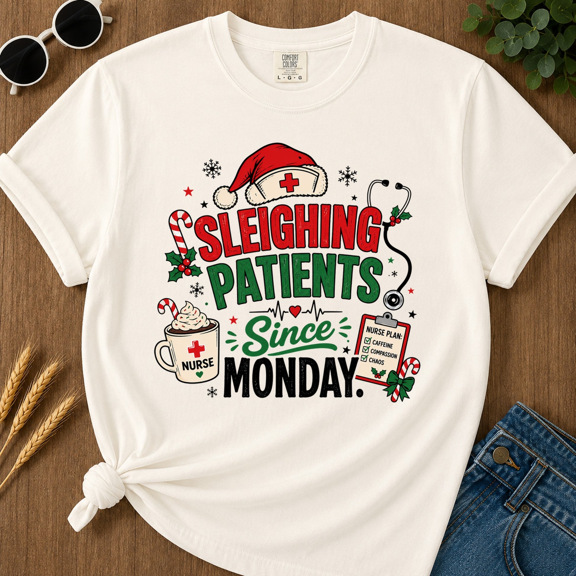 Sleighing Patients T-Shirt - Ivory Mockup
