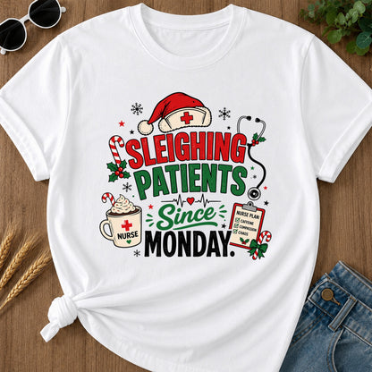 Sleighing Patients T-Shirt - White Mockup