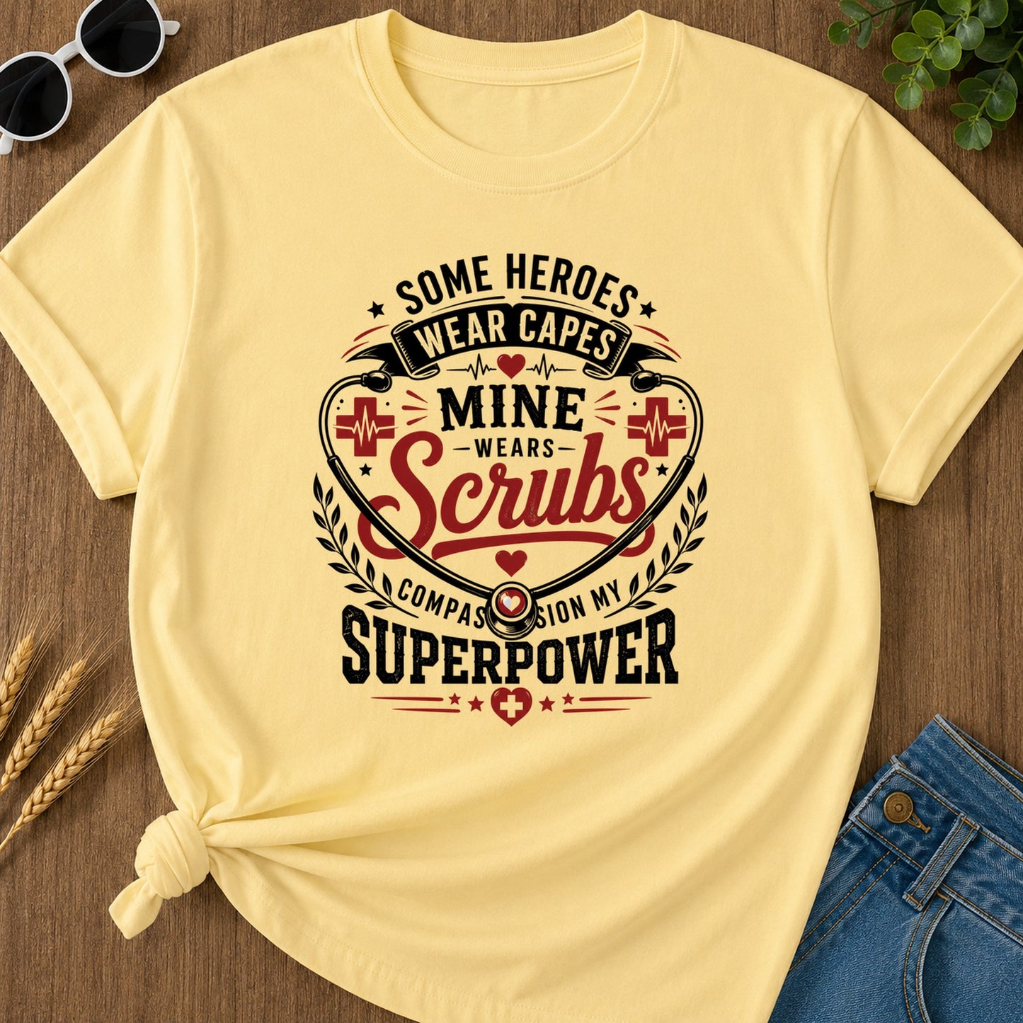 Heroes Wear Capes T-Shirt - Butter Mockup