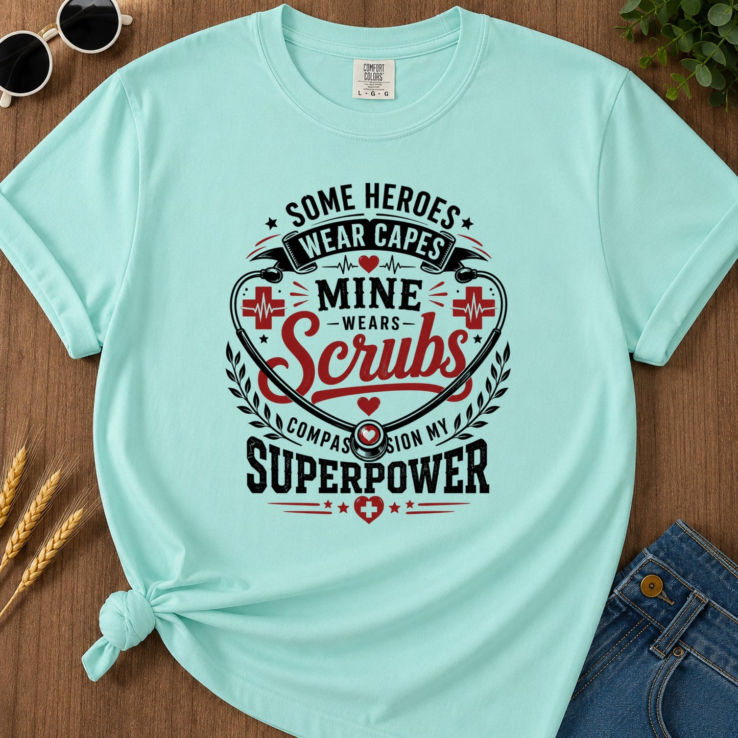 Heroes Wear Capes T-Shirt - Chalky Mint Mockup