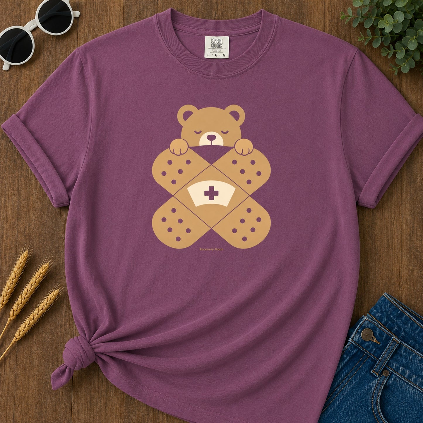 Recovery Bear T-Shirt - Berry Mockup