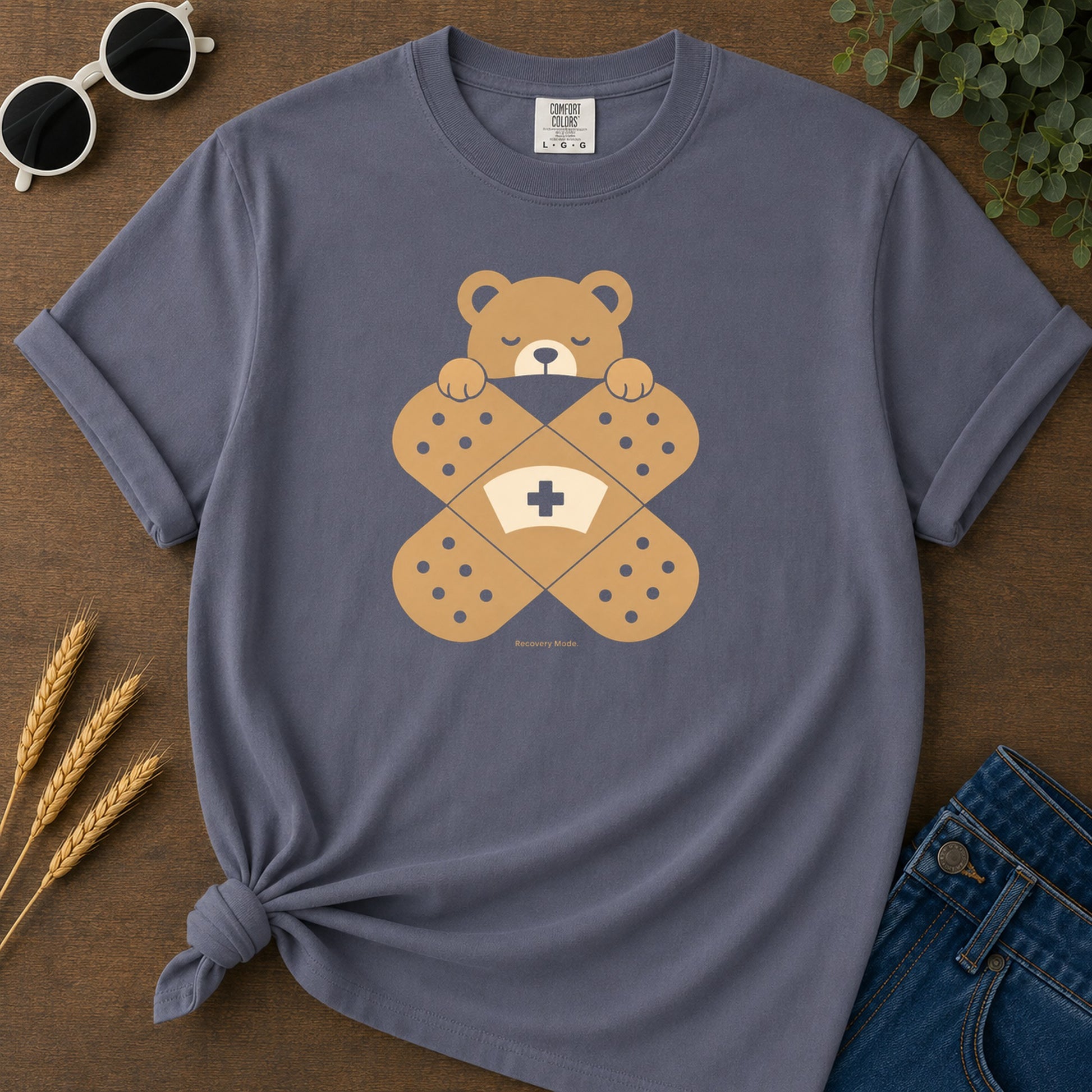 Recovery Bear T-Shirt - Navy Mockup