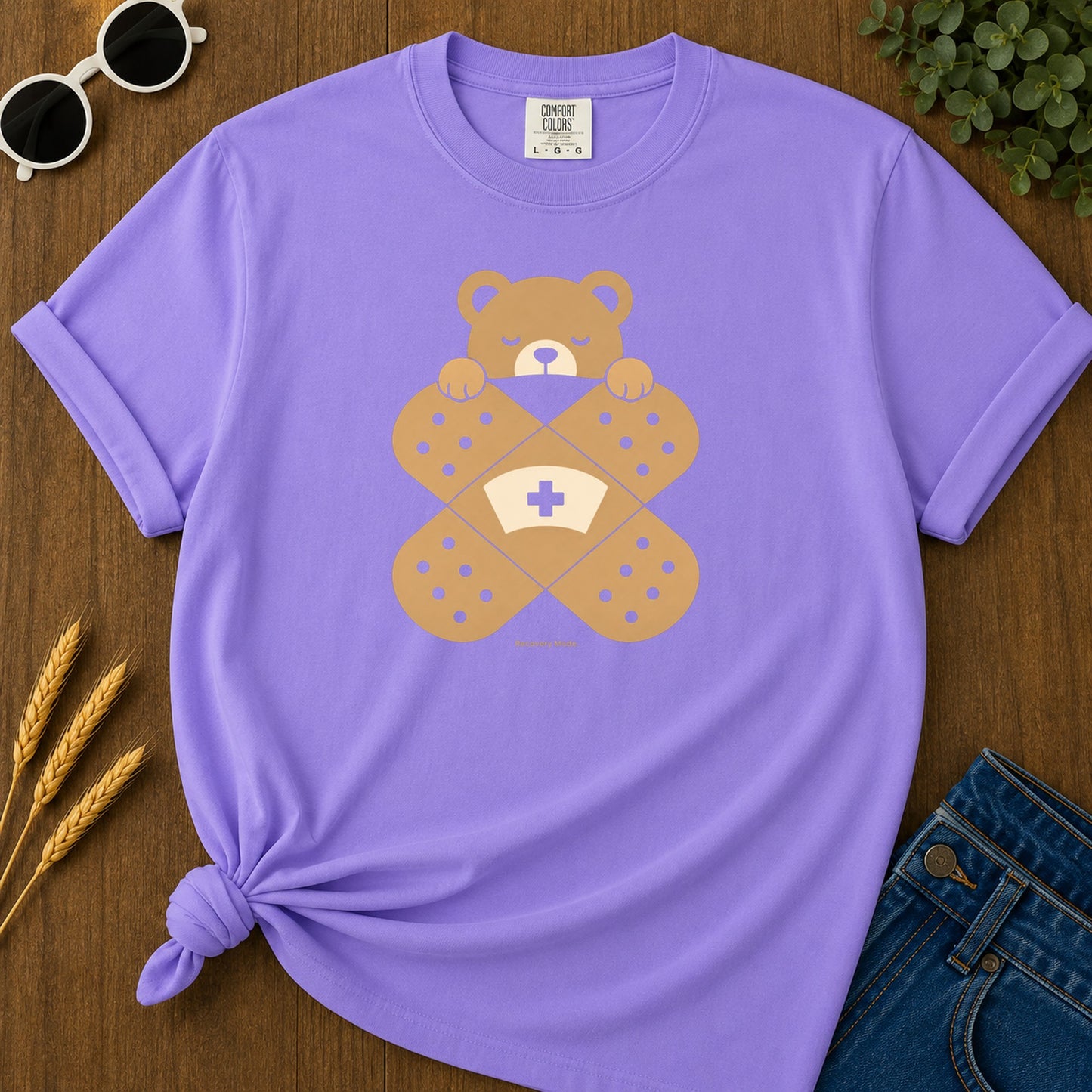 Recovery Bear T-Shirt - Violet Mockup