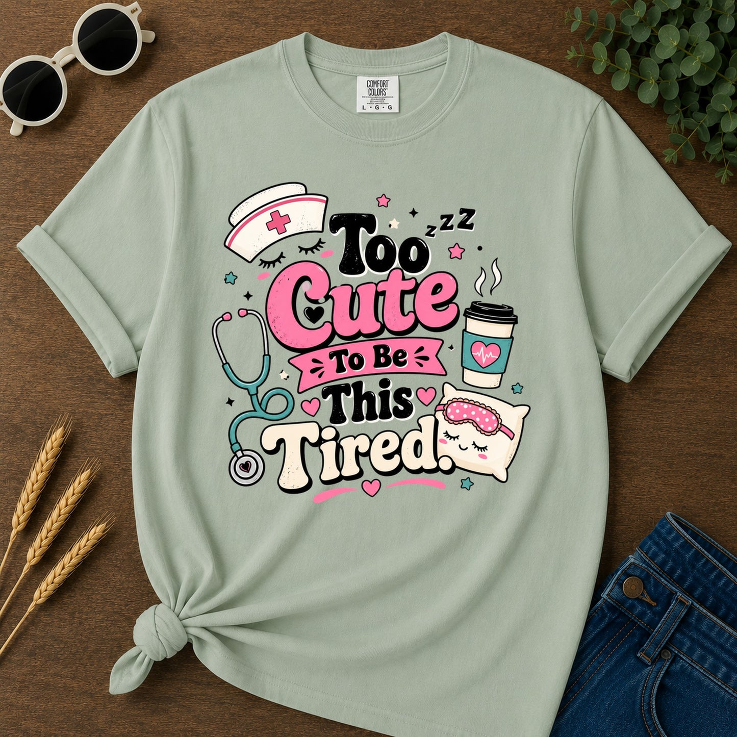 Cute Tired T-Shirt - Bay Mockup
