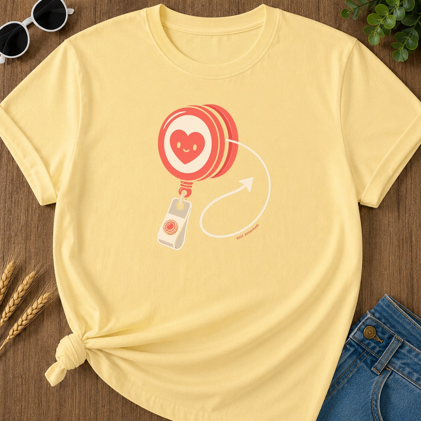 Still Attached T-Shirt - Butter Mockup