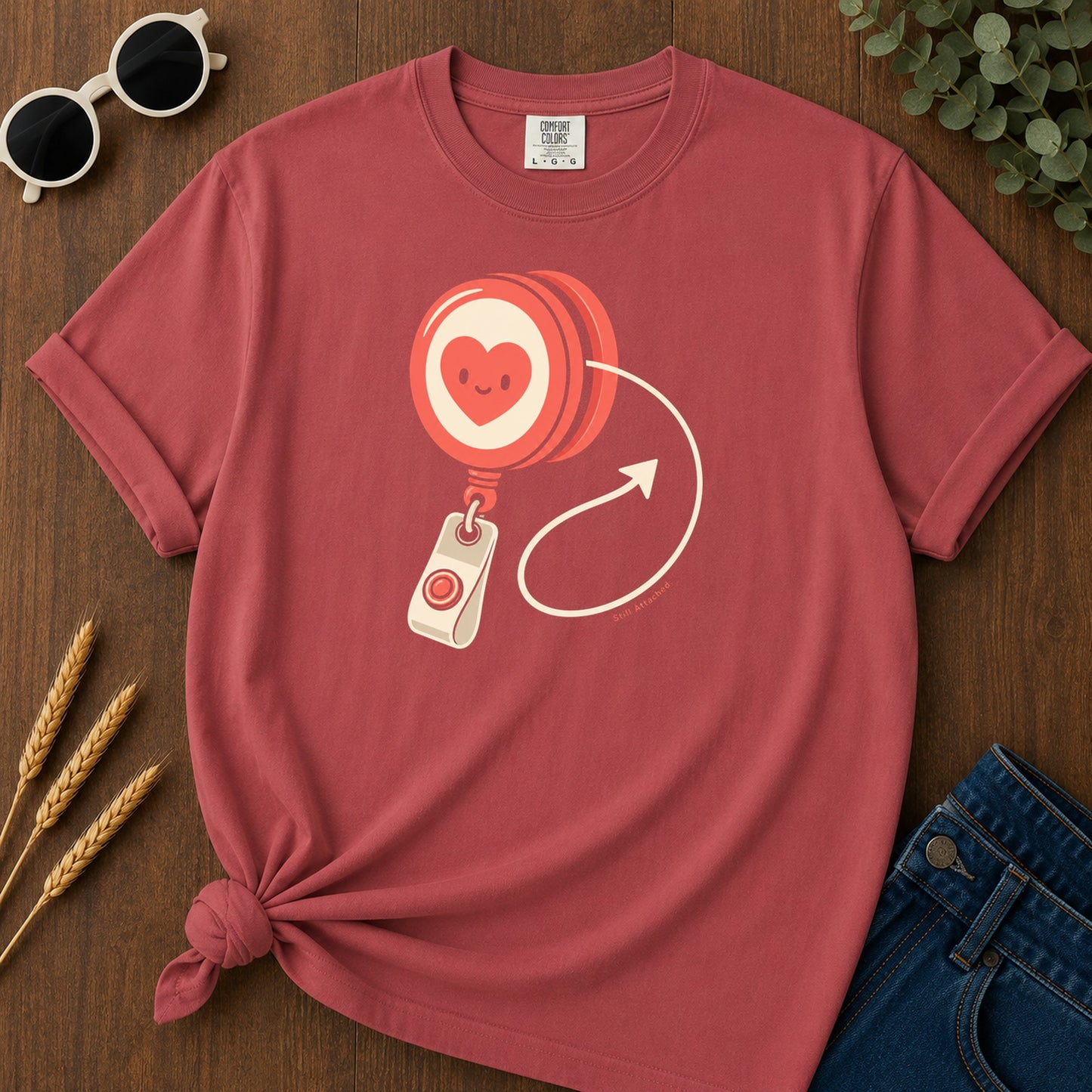 Still Attached T-Shirt - Crimson Mockup