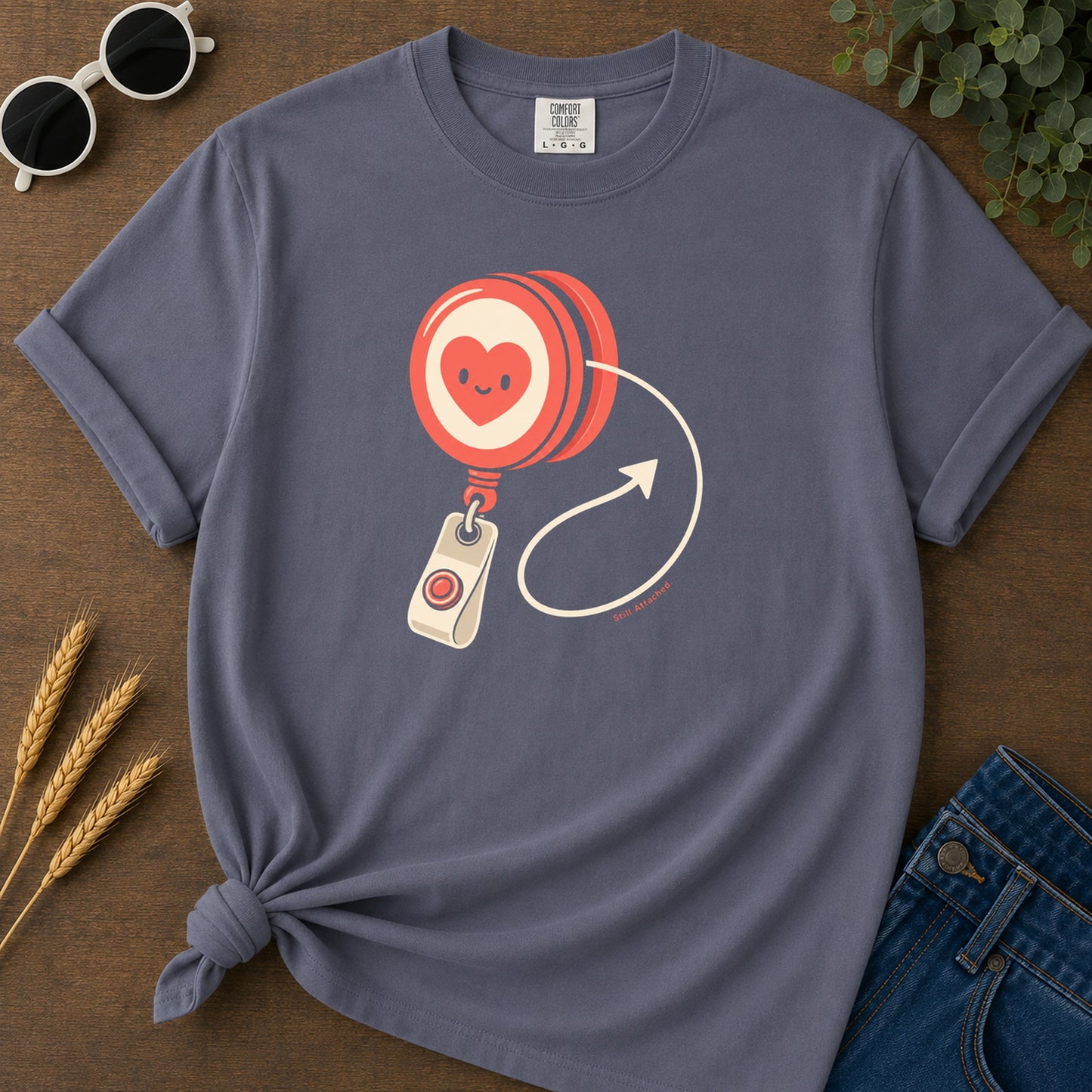 Still Attached T-Shirt - Navy Mockup