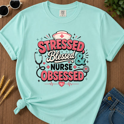 Tressed Blessed Obsessed T-Shirt - Chalky Mint Mockup