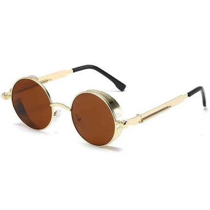 Steampunk Round Sunglasses UV400 Metal Spring Frame Retro Streetwear Unisex – Rayzora Steam Punk