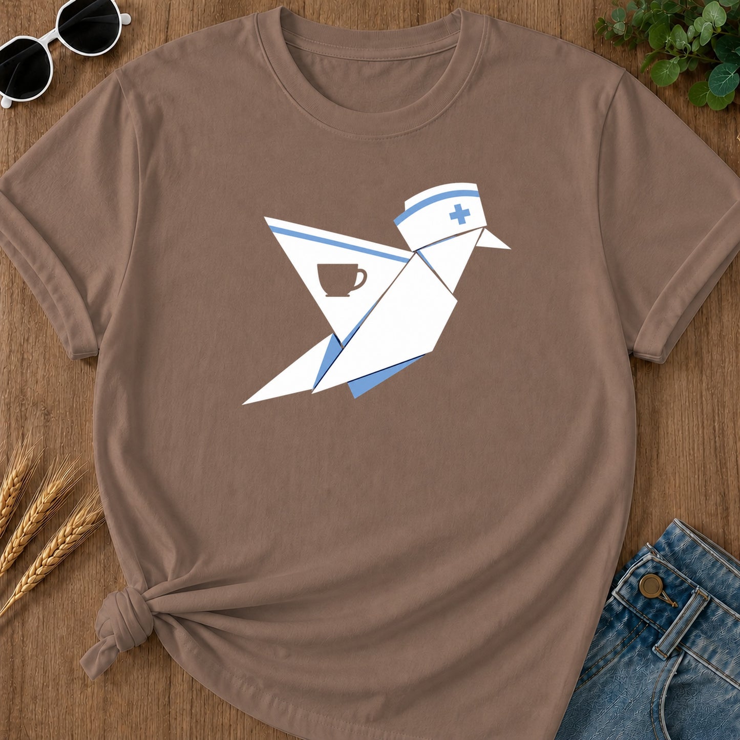 Origami Nurse T-Shirt - Espresso Mockup