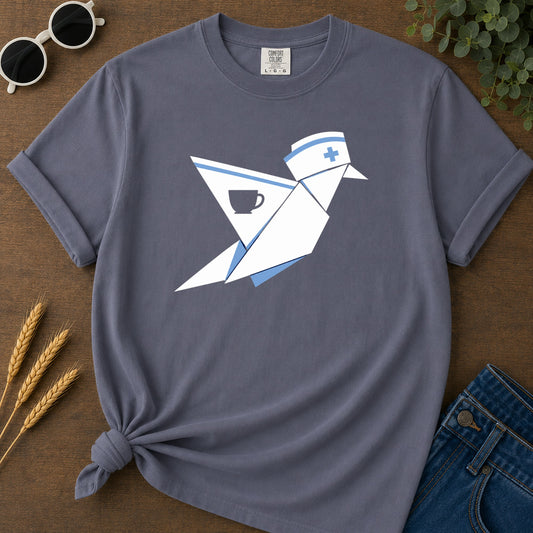 Origami Nurse T-Shirt - Navy Mockup