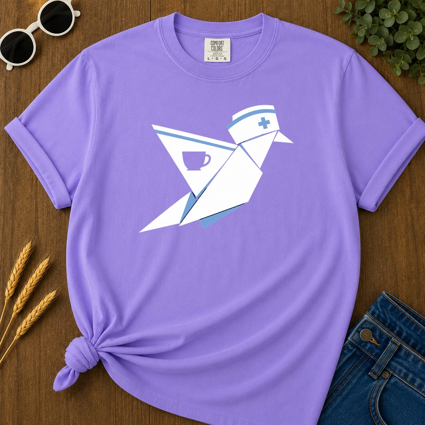 Origami Nurse T-Shirt - Violet Mockup