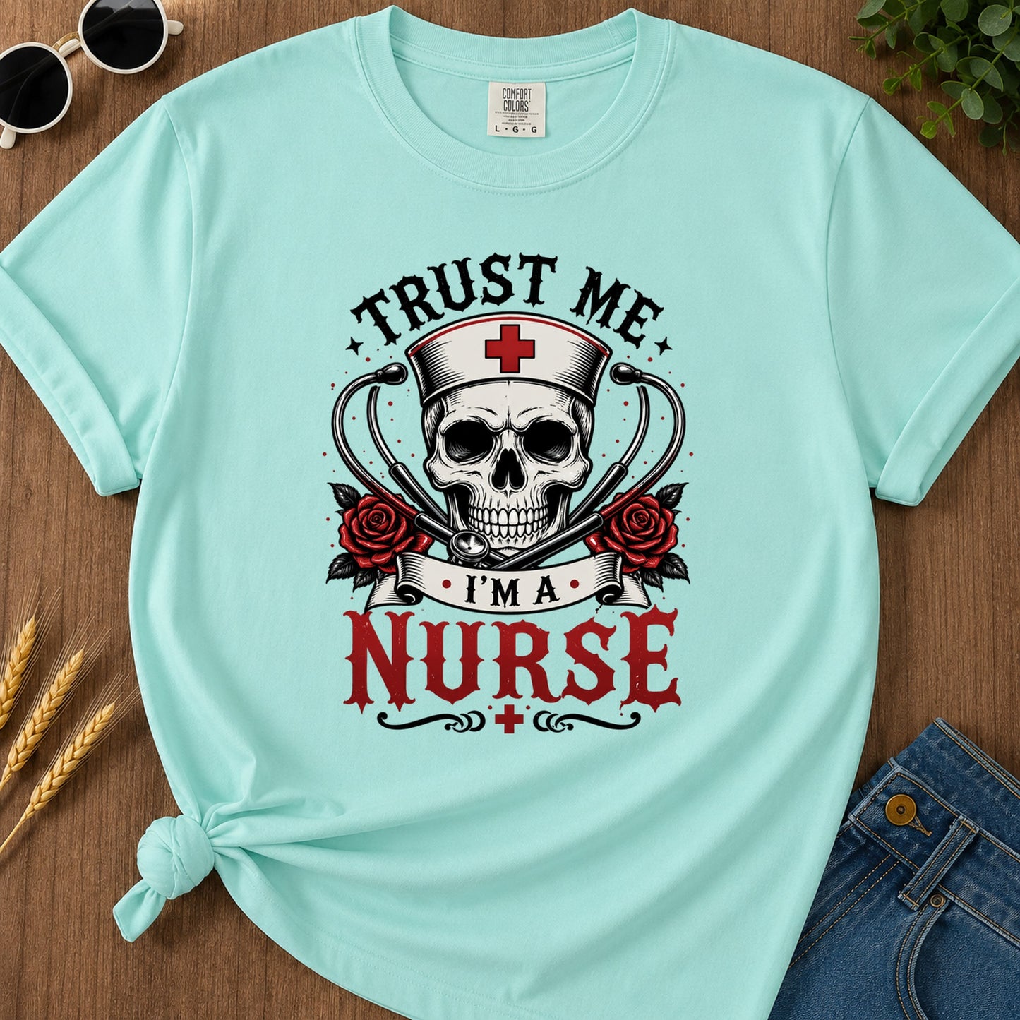 Trust Me Nurse T-Shirt - Chalky Mint Mockup