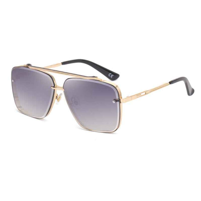 Metal Double Bridge Square Sunglasses UV400 Retro Vintage – Rayzora Bridge Luxe