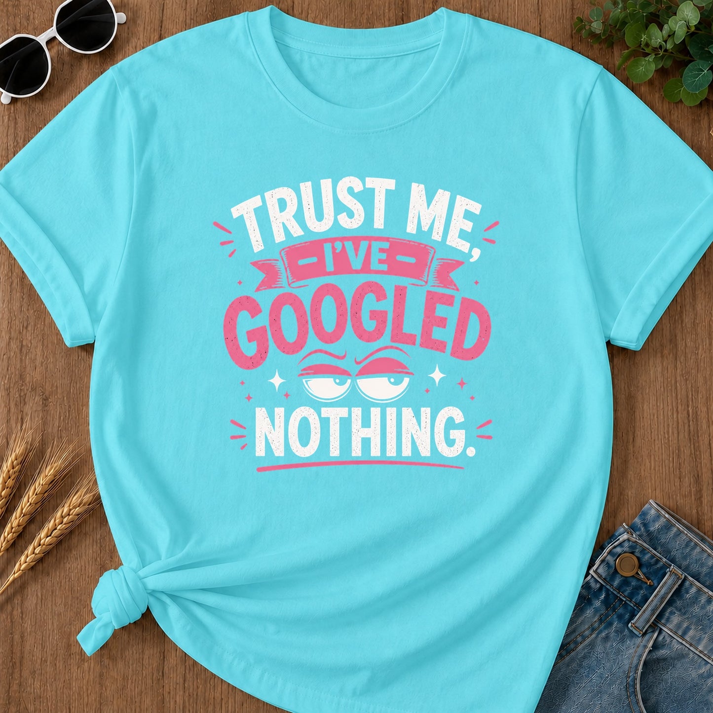 Googled Nothing T-Shirt - Lagoon Blue Mockup