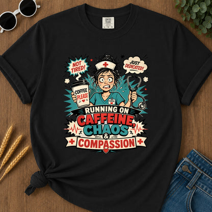 Caffeine Chaos T-Shirt - Black Mockup