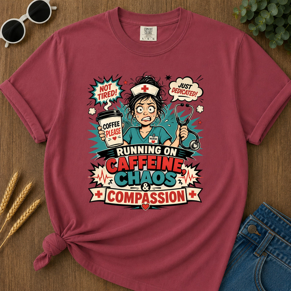 Caffeine Chaos T-Shirt - Chili Mockup