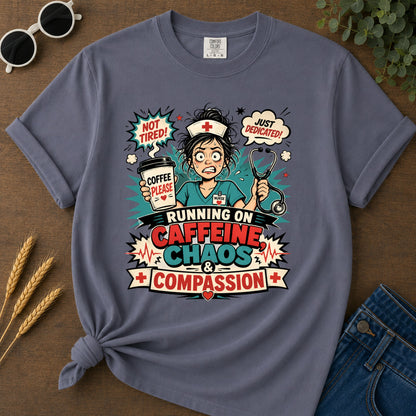 Caffeine Chaos T-Shirt - Navy Mockup