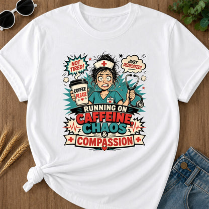 Caffeine Chaos T-Shirt - White Mockup