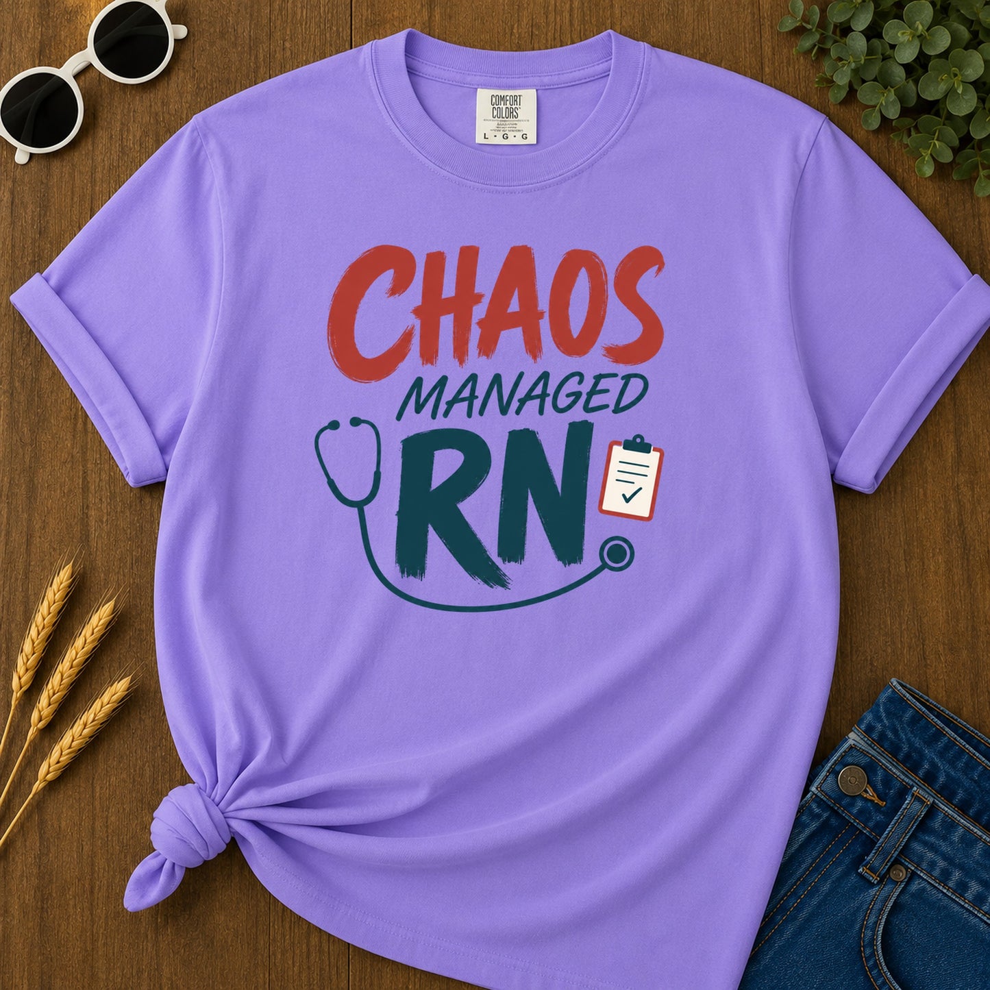 Chaos Managed T-Shirt - Violet Mockup