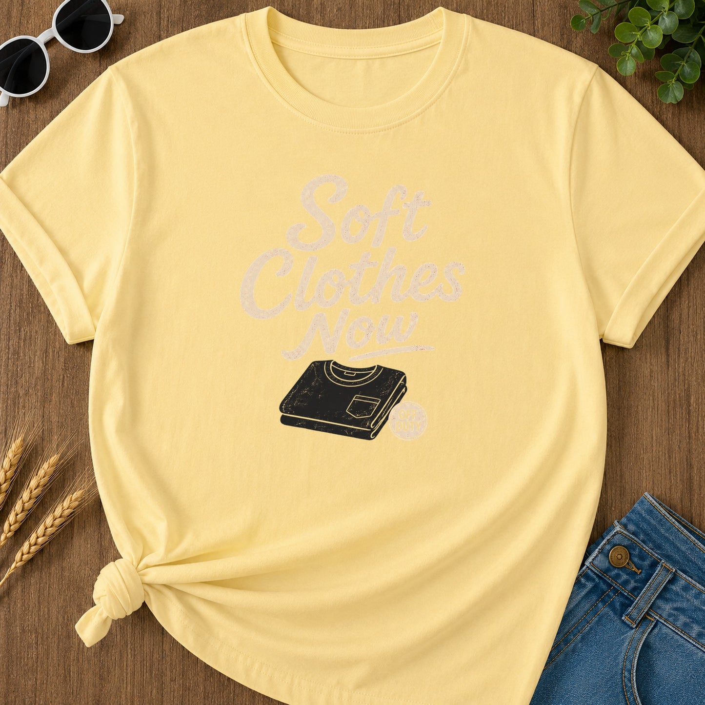 Soft Clothes Now T-Shirt - Butter Mockup