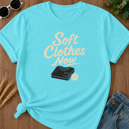 Soft Clothes Now T-Shirt - Lagoon Blue Mockup
