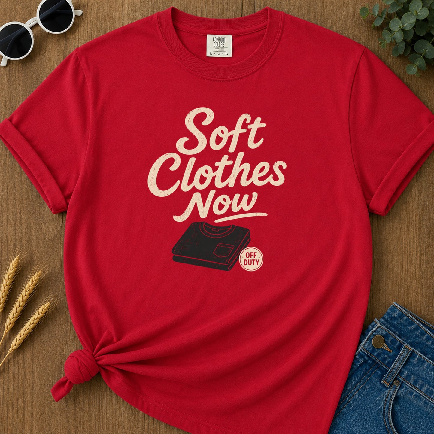 Soft Clothes Now T-Shirt - Red Mockup