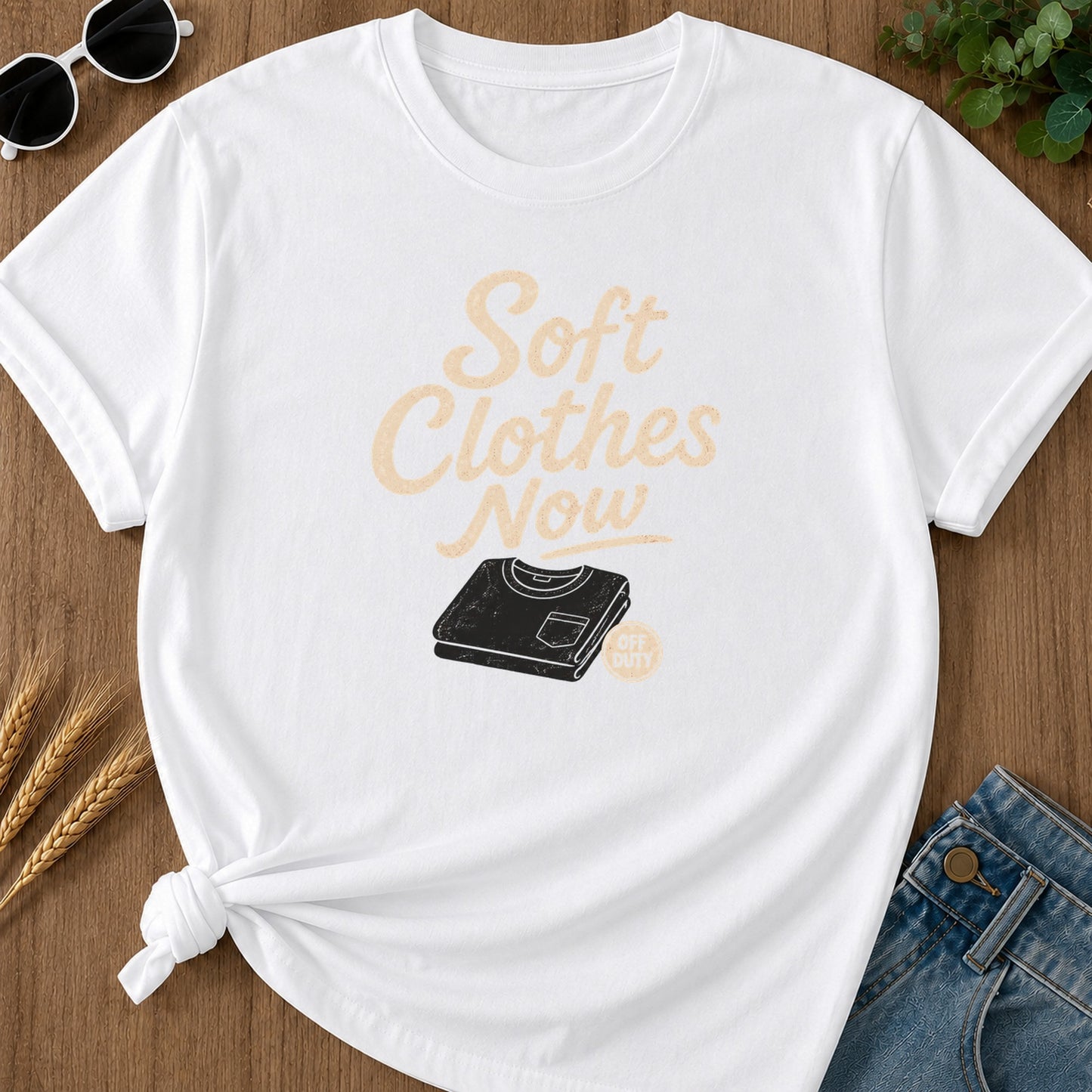 Soft Clothes Now T-Shirt - White Mockup